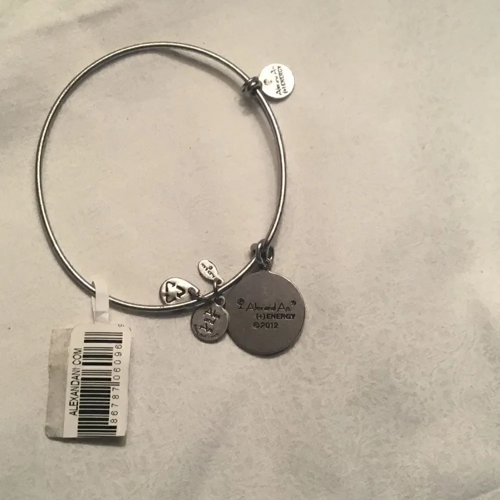Silvertone Alex and Ani Peace Bracelet NWT